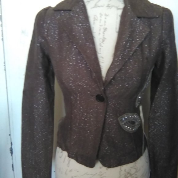 Size Small The Rag Story Brown Woman Professional Suit Blazer Jacket - Picture 1 of 2